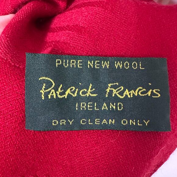 PATRIC FRANCIS Wool Scarf Red Fringe Extra Soft 15"x70" Ireland Flaws See Pics - Picture 4 of 6